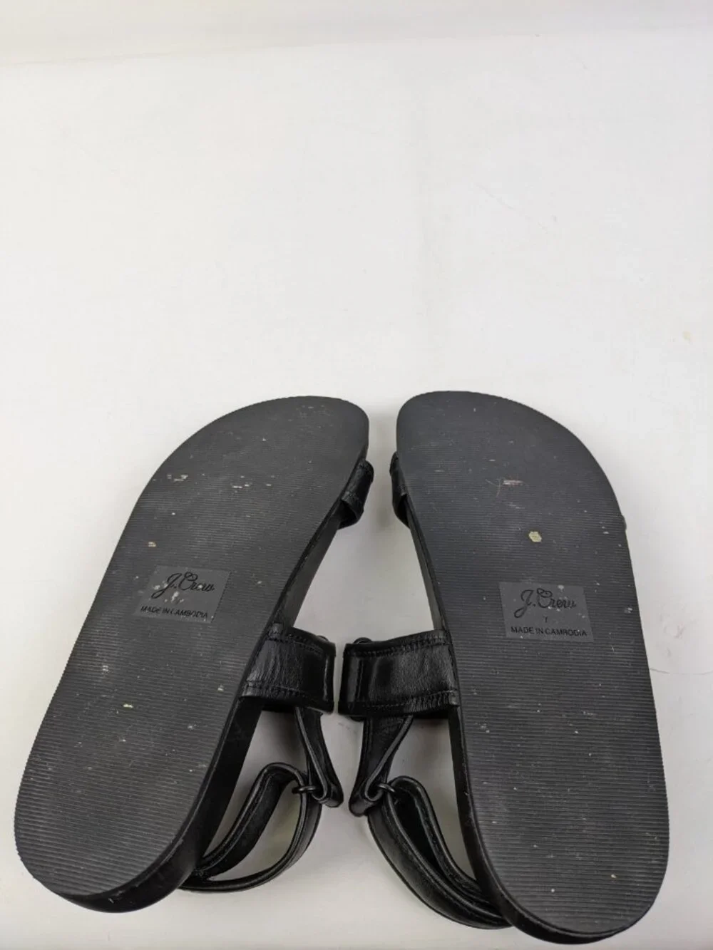 J Crew Pacific Sandals Shoes Womens Size 7 Black Leather Strappy Adjustable